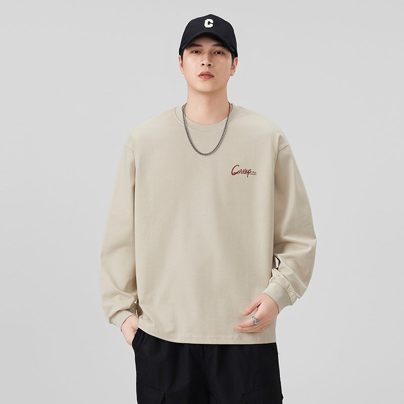 Vintage Printed Long Sleeve Crew Neck T-Shirt for Men