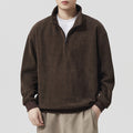Premium Textured Half-High Neck Zip-Up Hoodie Men Heavyweight Trendy Sweatshirt Large Size Spring Autumn