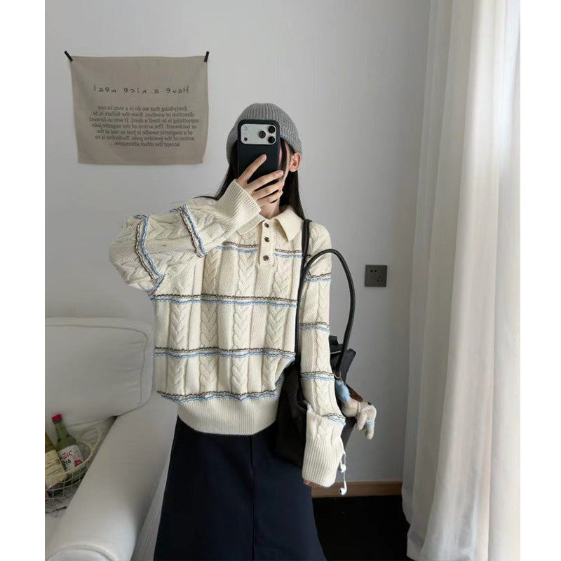 Contrasting striped sweater