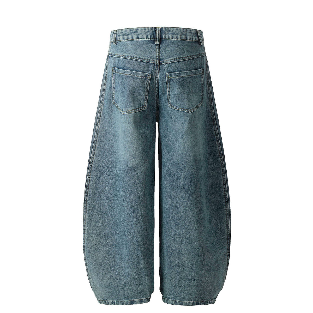 Washed Distressed Unisex Jeans Side Webbing Striped Oversized Wide Leg Tapered Pants