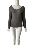 V-neck pullover solid color sweater