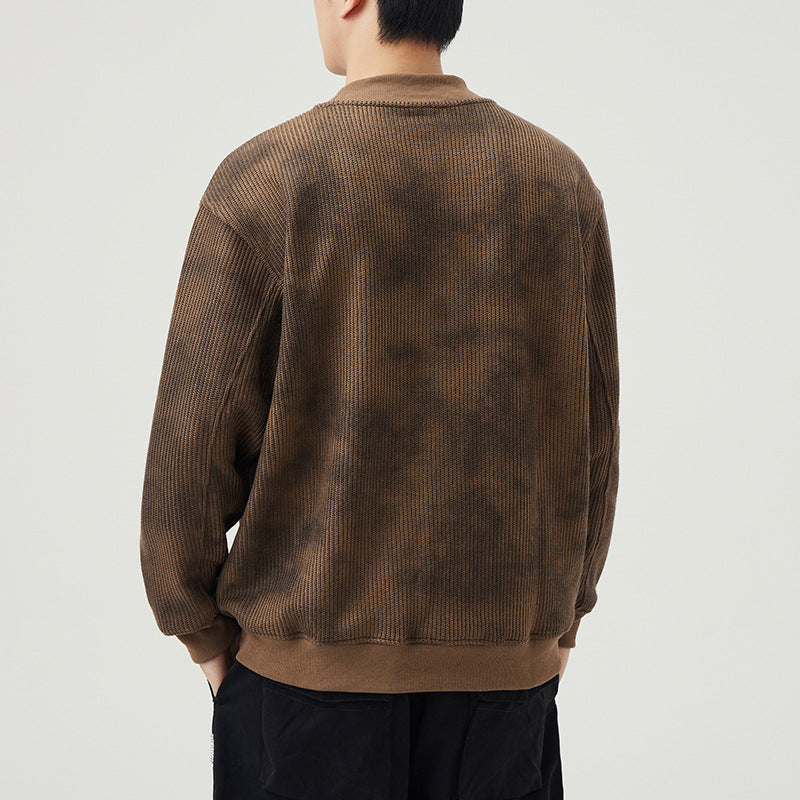 Retro Heavyweight Knit Men's Sweatshirt Loose Fit Casual Jacket