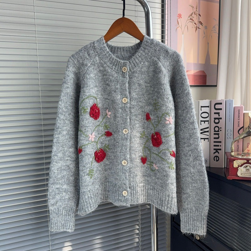 Hook flower cardigan sweater