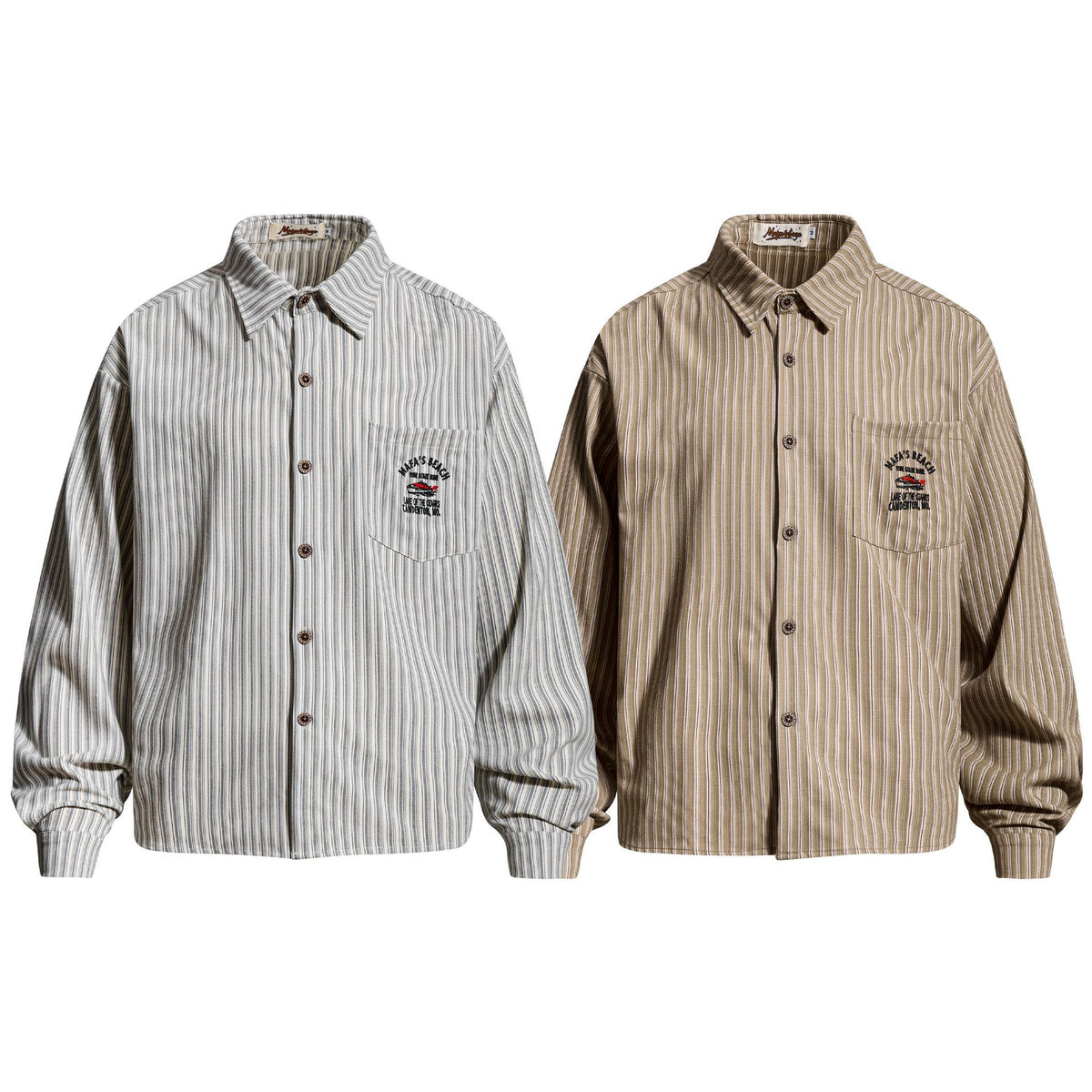 Stripe Long Sleeve Collar Shirt