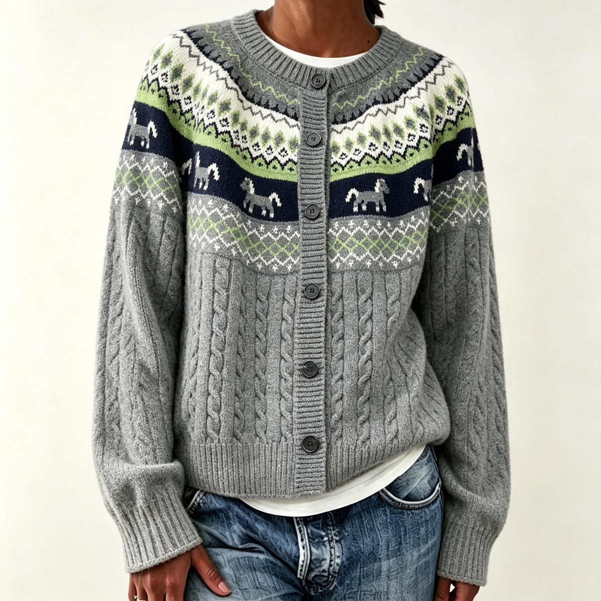 Twisted loose round neck sweater