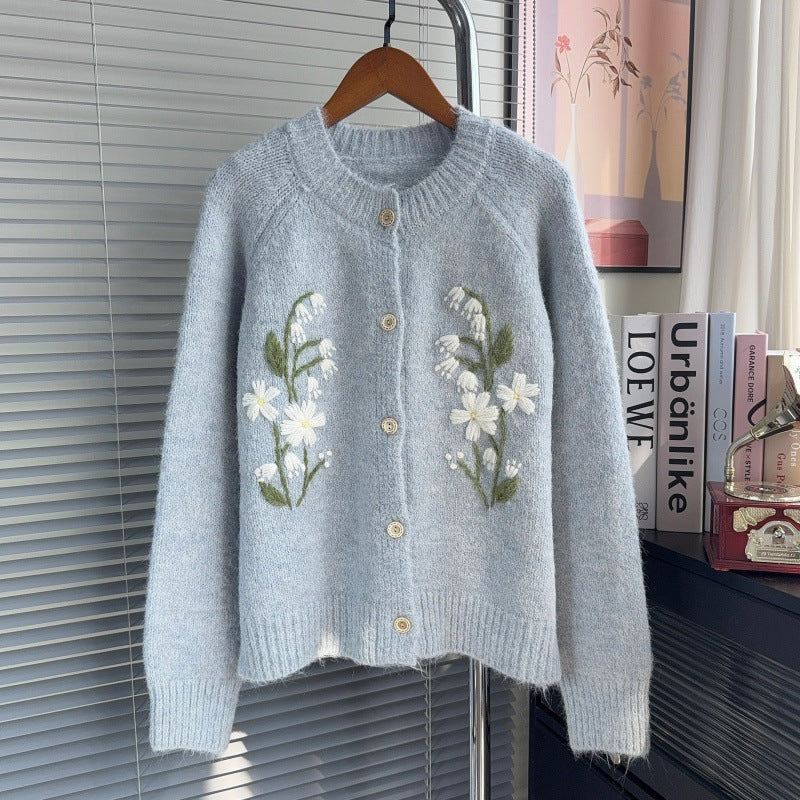 Embroidered cardigan sweater