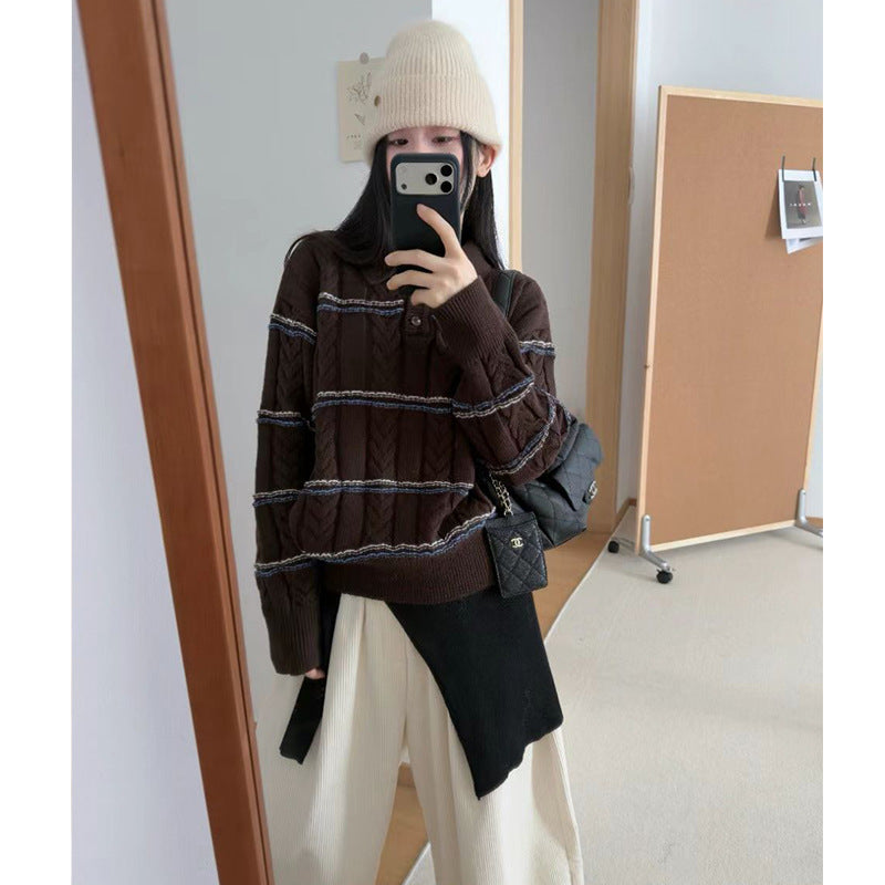 Contrasting striped sweater