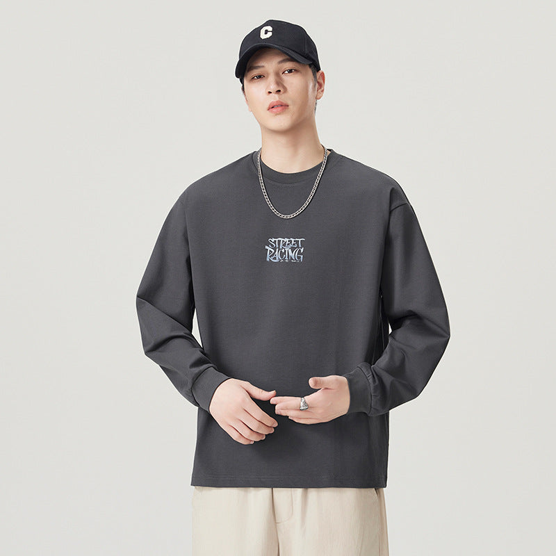 Men's Vintage Heavyweight Cotton Long Sleeve Crew Neck T-Shirt