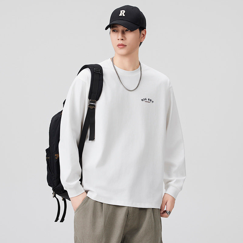 Men's Street Style Motorcycle Print Long Sleeve Crew Neck T-Shirt