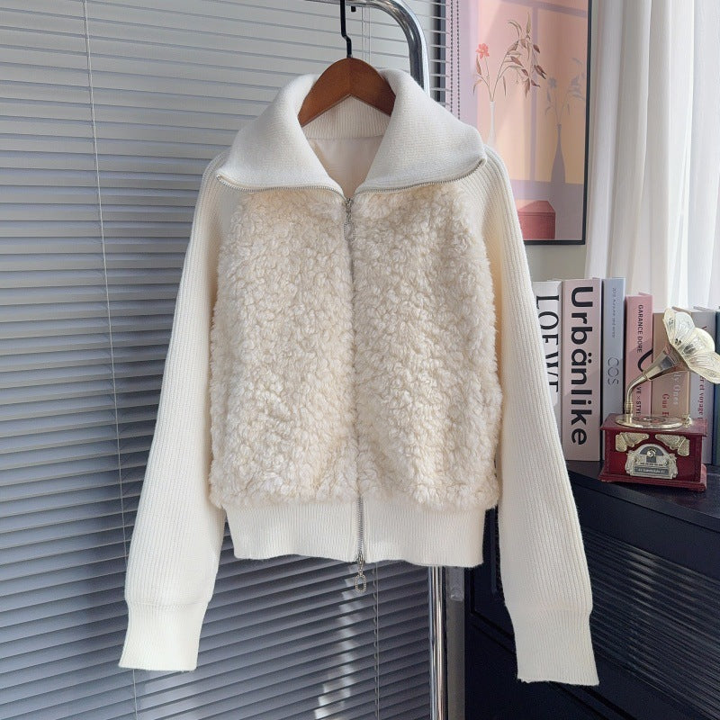 Fake two piece spliced lapel sweater