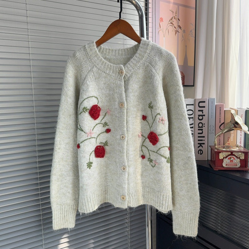 Hook flower cardigan sweater