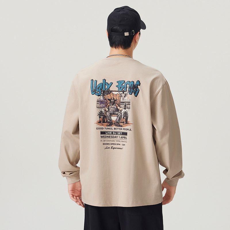 Men's Printed Long Sleeve Crew Neck T-Shirt