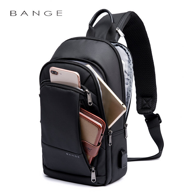 Chest Bag Men's Business Charging Messenger Bag Trendy Messenger Bag Waterproof Oxford Cloth Backpack