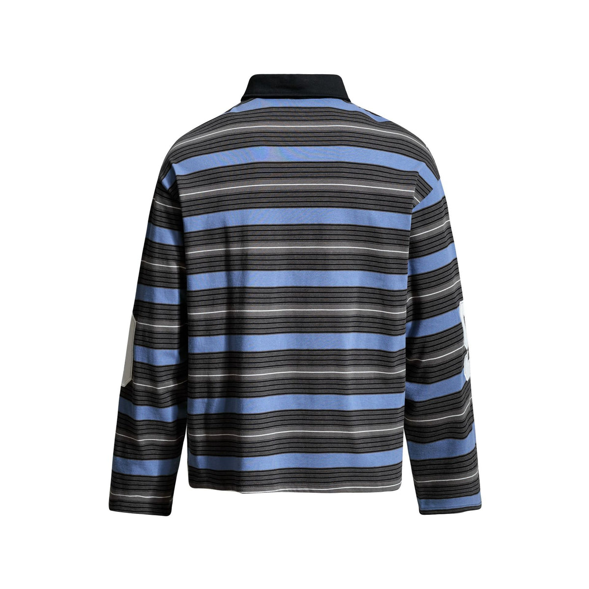 Street Stripe Long Sleeve Color-Block Collar Polo Shirt