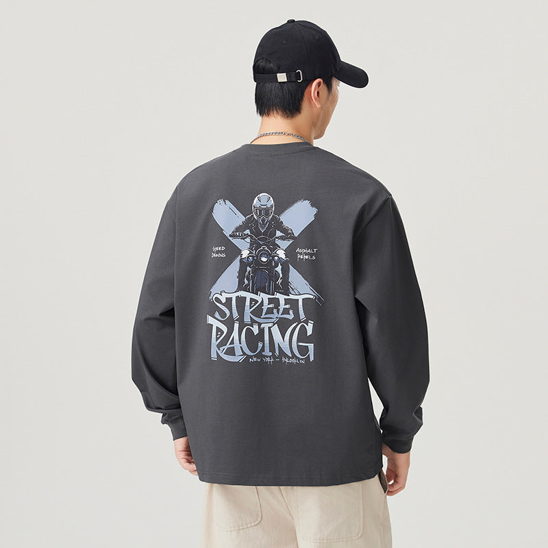 Men's Vintage Heavyweight Cotton Long Sleeve Crew Neck T-Shirt