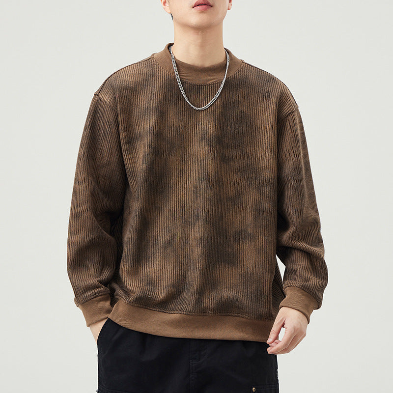 Retro Heavyweight Knit Men's Sweatshirt Loose Fit Casual Jacket