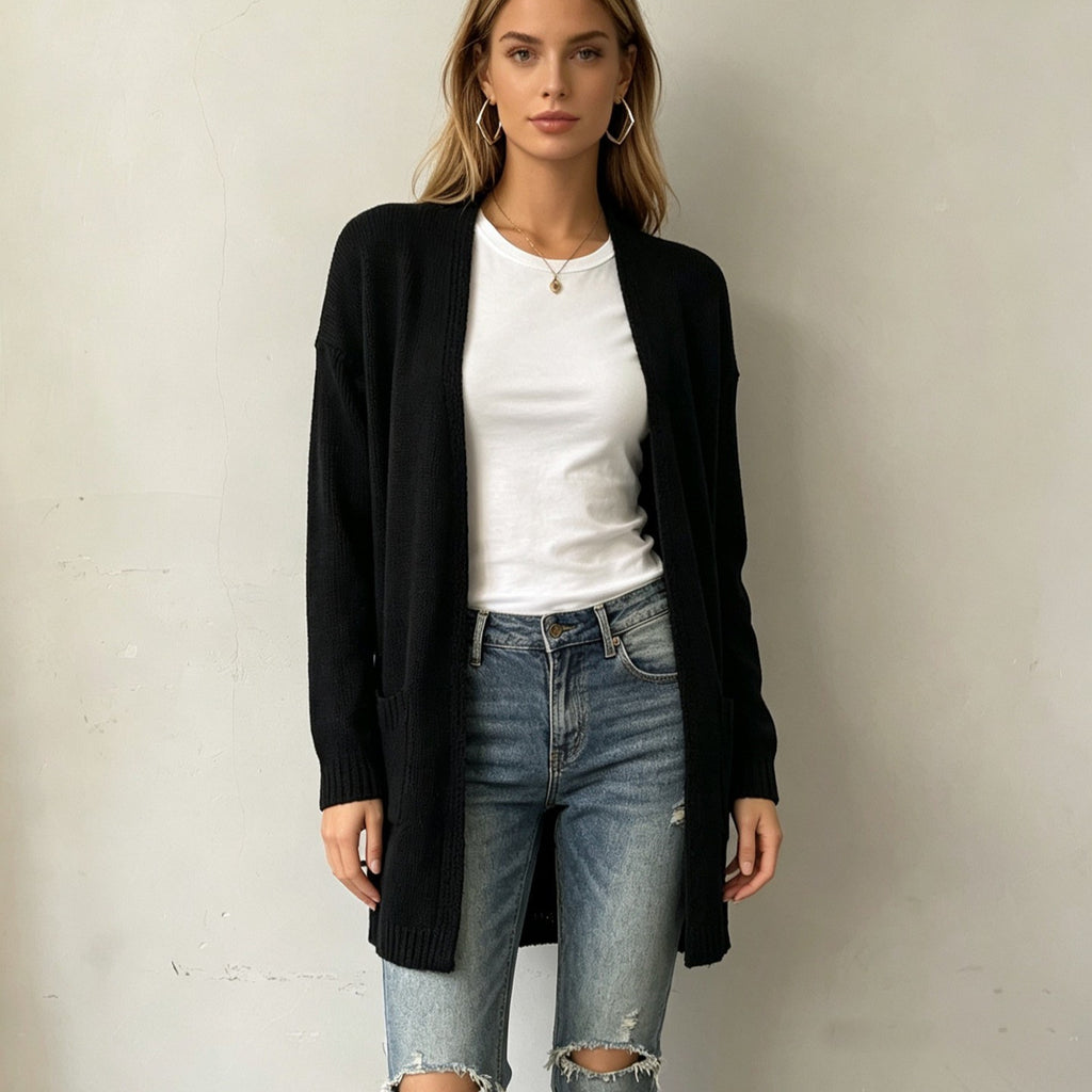 Long sleeved cardigan sweater
