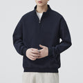 Casual Plain Weave Long Sleeve Half-Zip Stand Collar Heavyweight Rabbit Wool Blend Sweatshirt