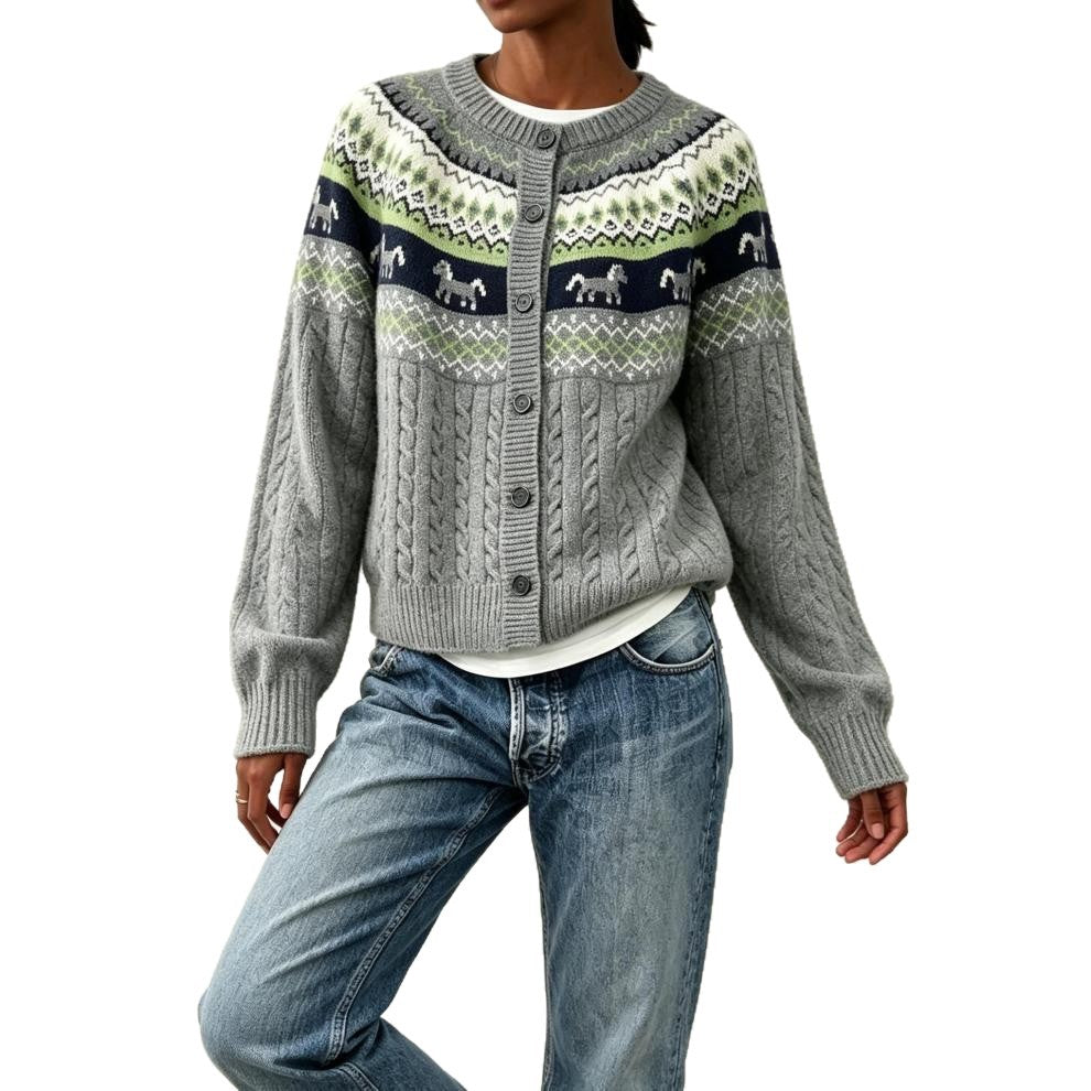 Twisted loose round neck sweater