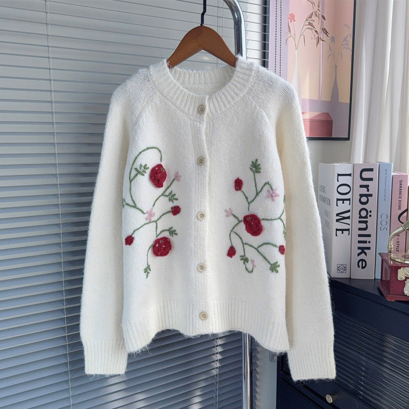 Hook flower cardigan sweater