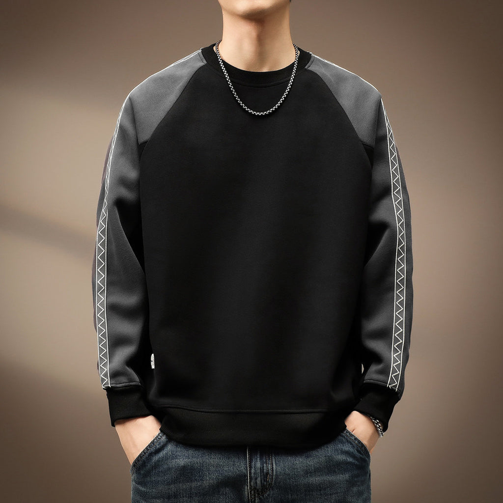 Men's  Casual Color-Block Long Sleeve Crew Neck Sweatshirt