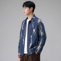 Men's Casual Tie-Dye Long Sleeve Collared Loose Irregular Shirt Jacket