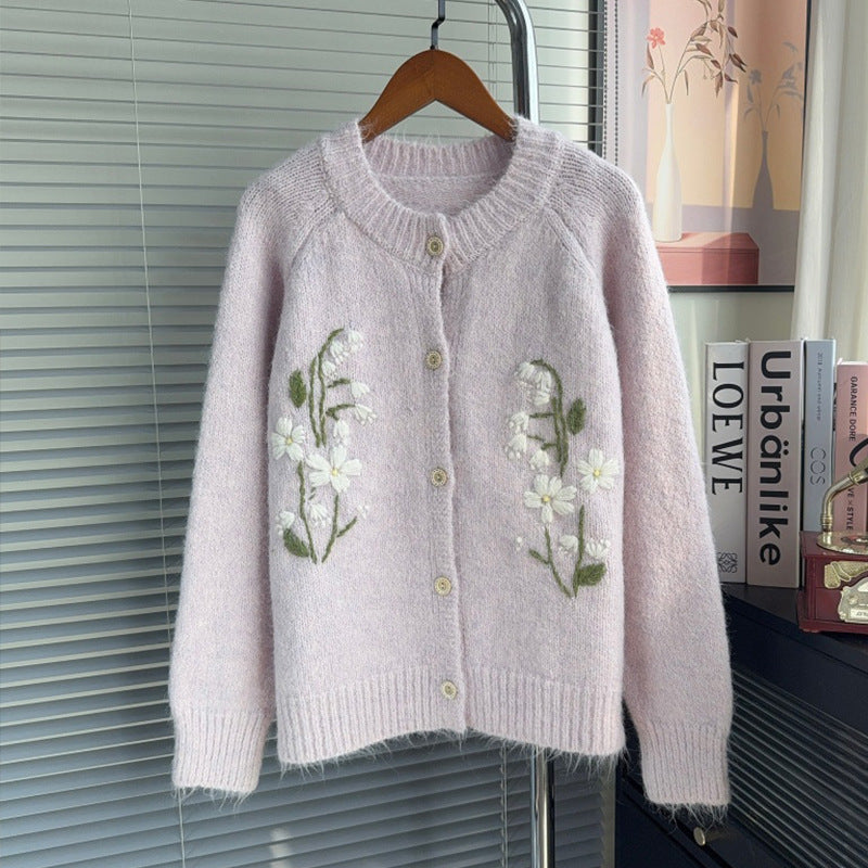 Embroidered cardigan sweater