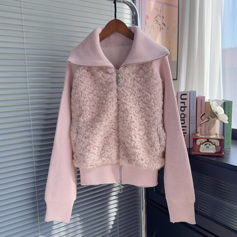 Fake two piece spliced lapel sweater