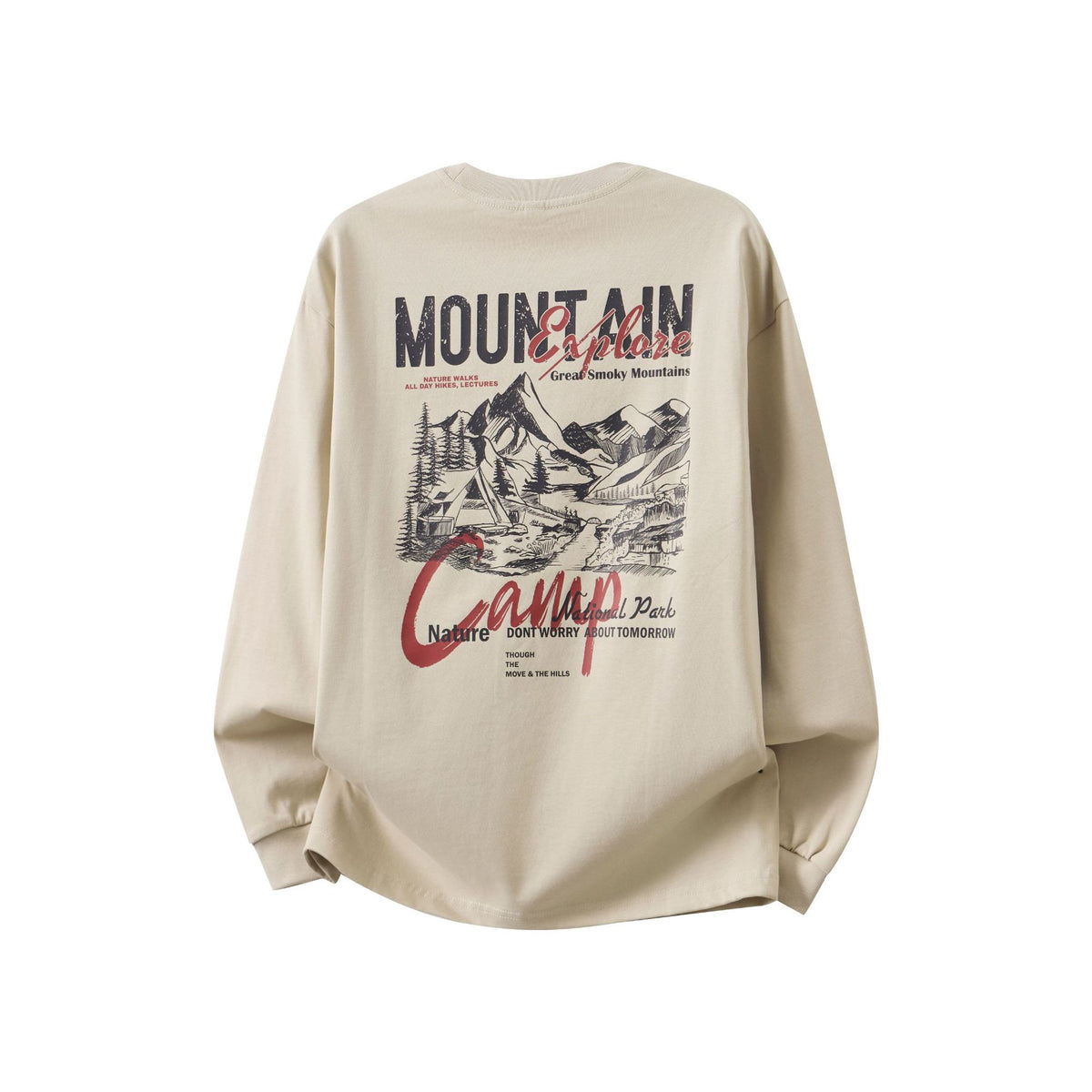 Vintage Printed Long Sleeve Crew Neck T-Shirt for Men