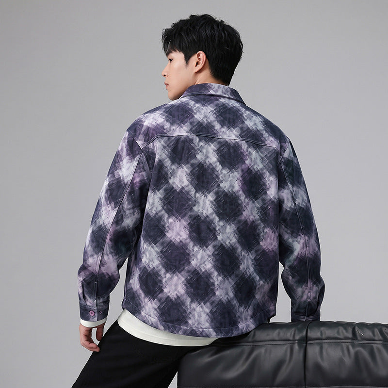 Men's Casual Plaid Loose Fit Shirt Jacket