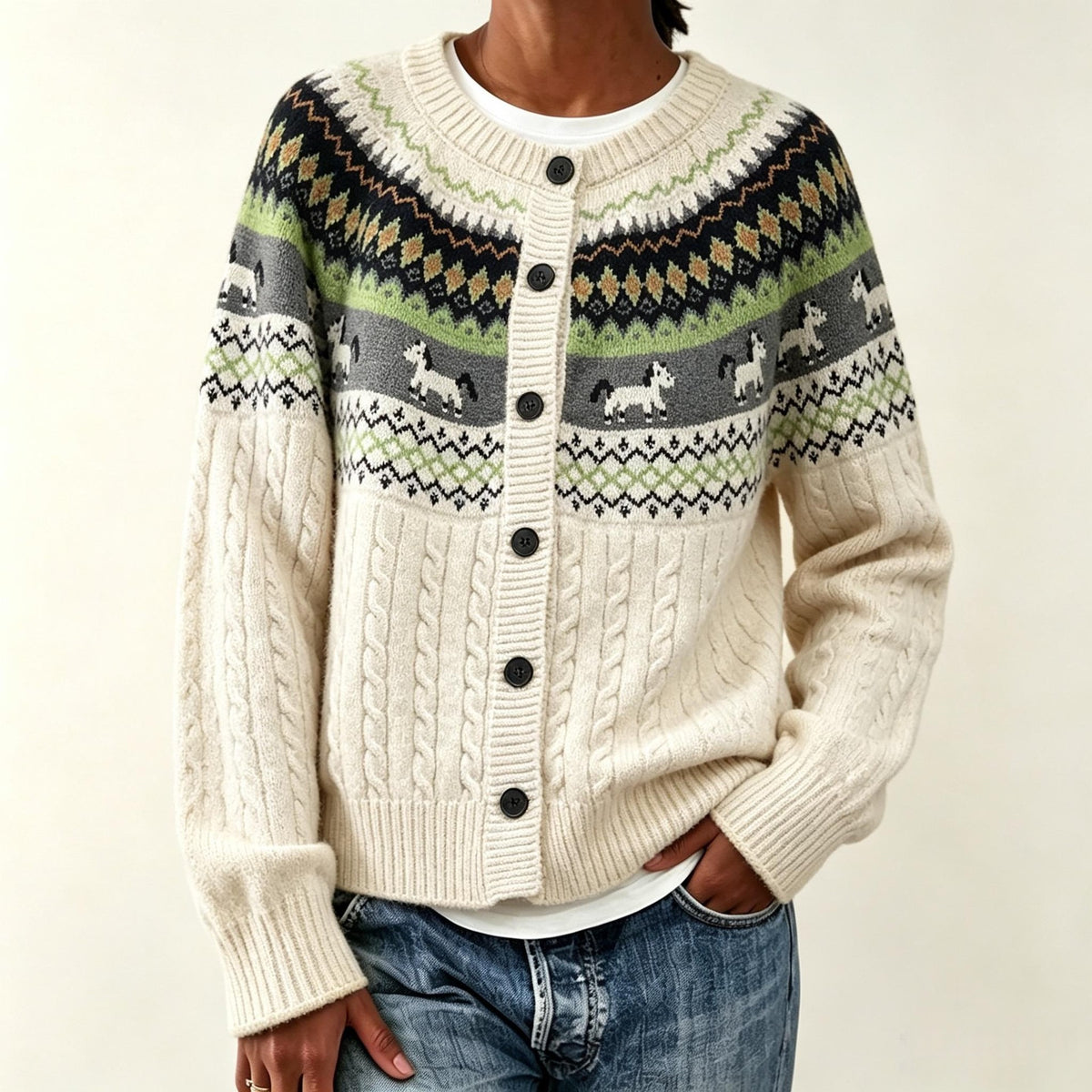 Twisted loose round neck sweater