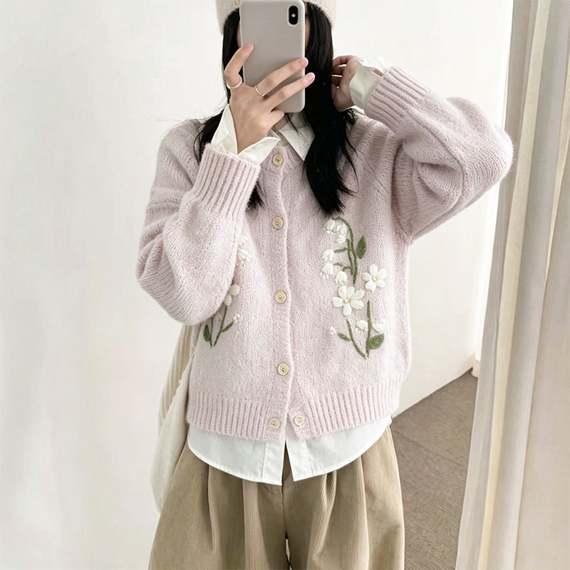 Embroidered cardigan sweater