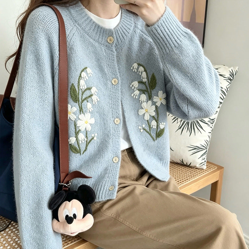 Embroidered cardigan sweater