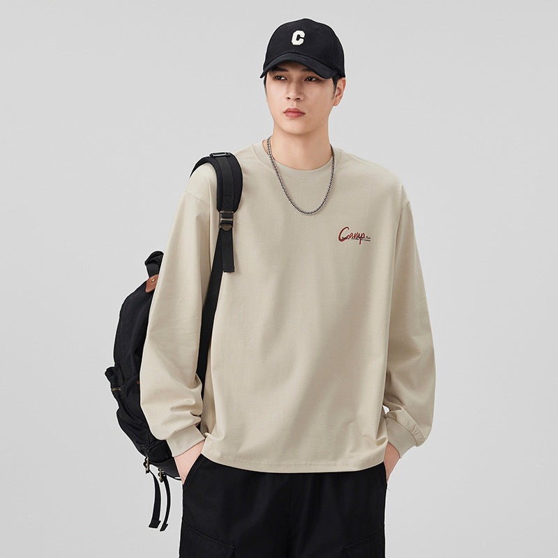 Vintage Printed Long Sleeve Crew Neck T-Shirt for Men
