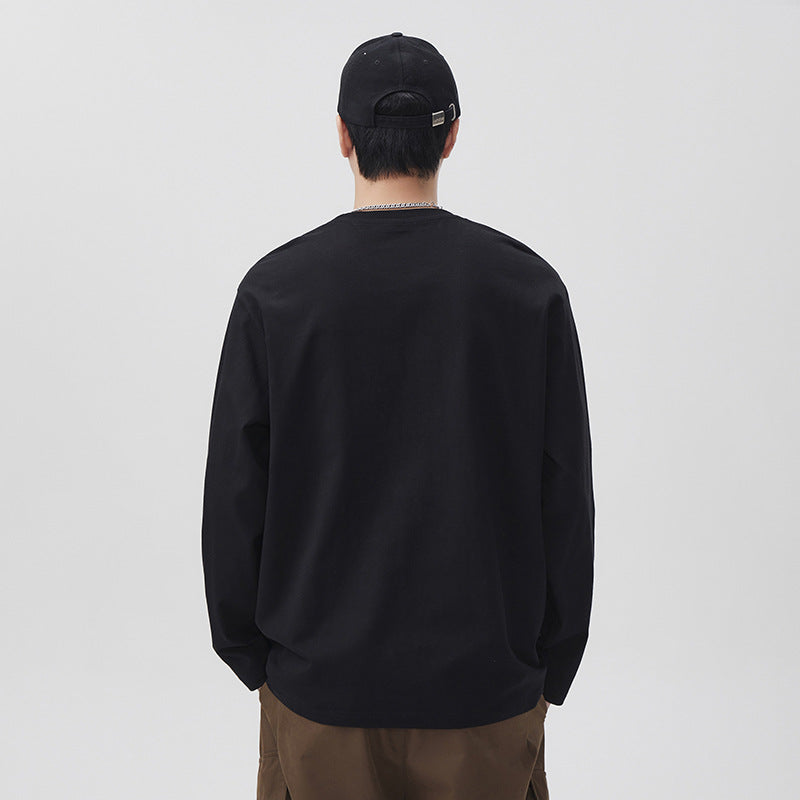Men's Retro  Letter Print Long Sleeve Crew Neck T-Shirt