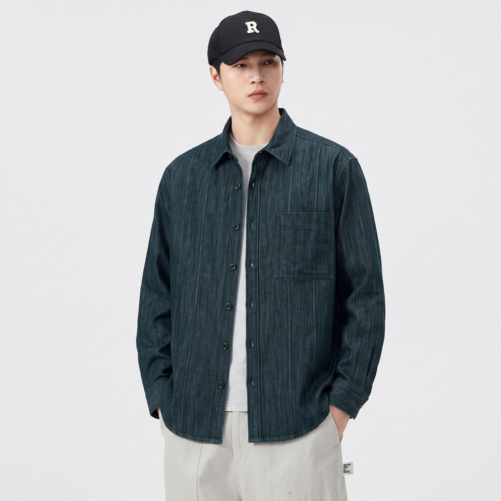 Men's Vintage  Long Sleeve Lapel Shirt