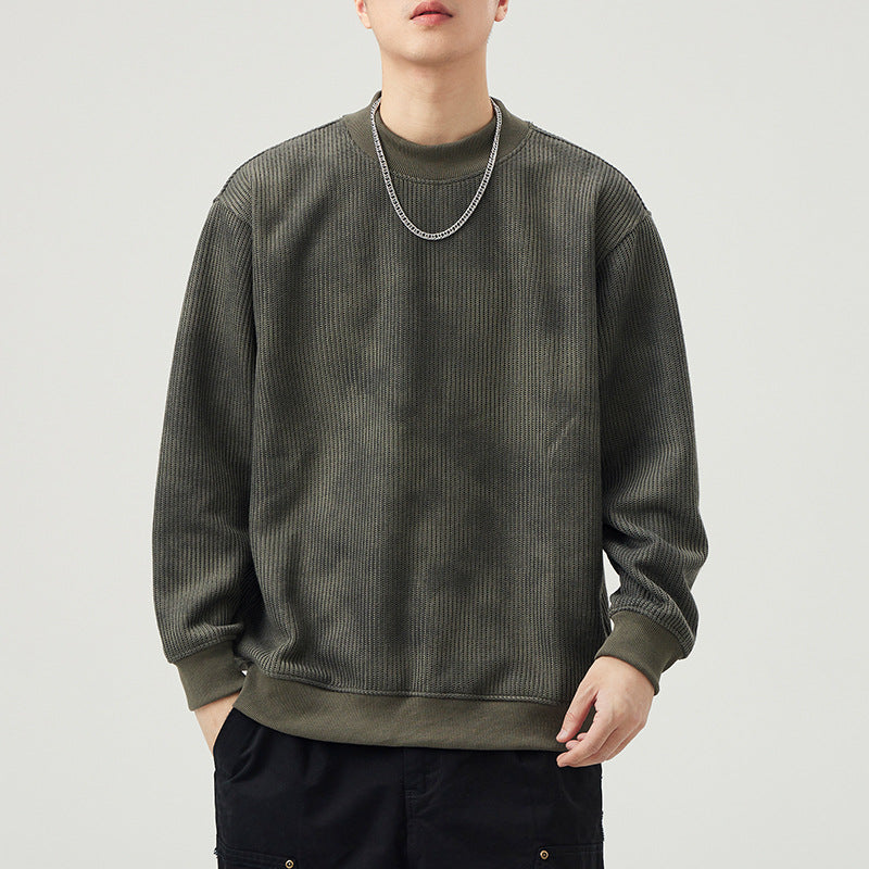 Retro Heavyweight Knit Men's Sweatshirt Loose Fit Casual Jacket