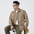 Vintage Casual  Workwear Turn-down Collar Men's Cotton Shirt