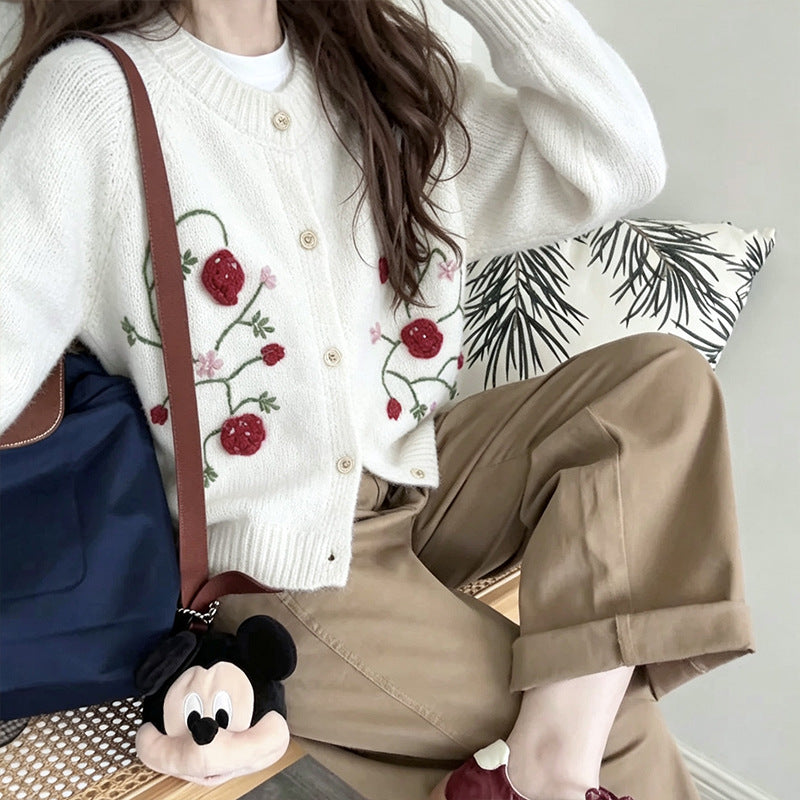 Hook flower cardigan sweater