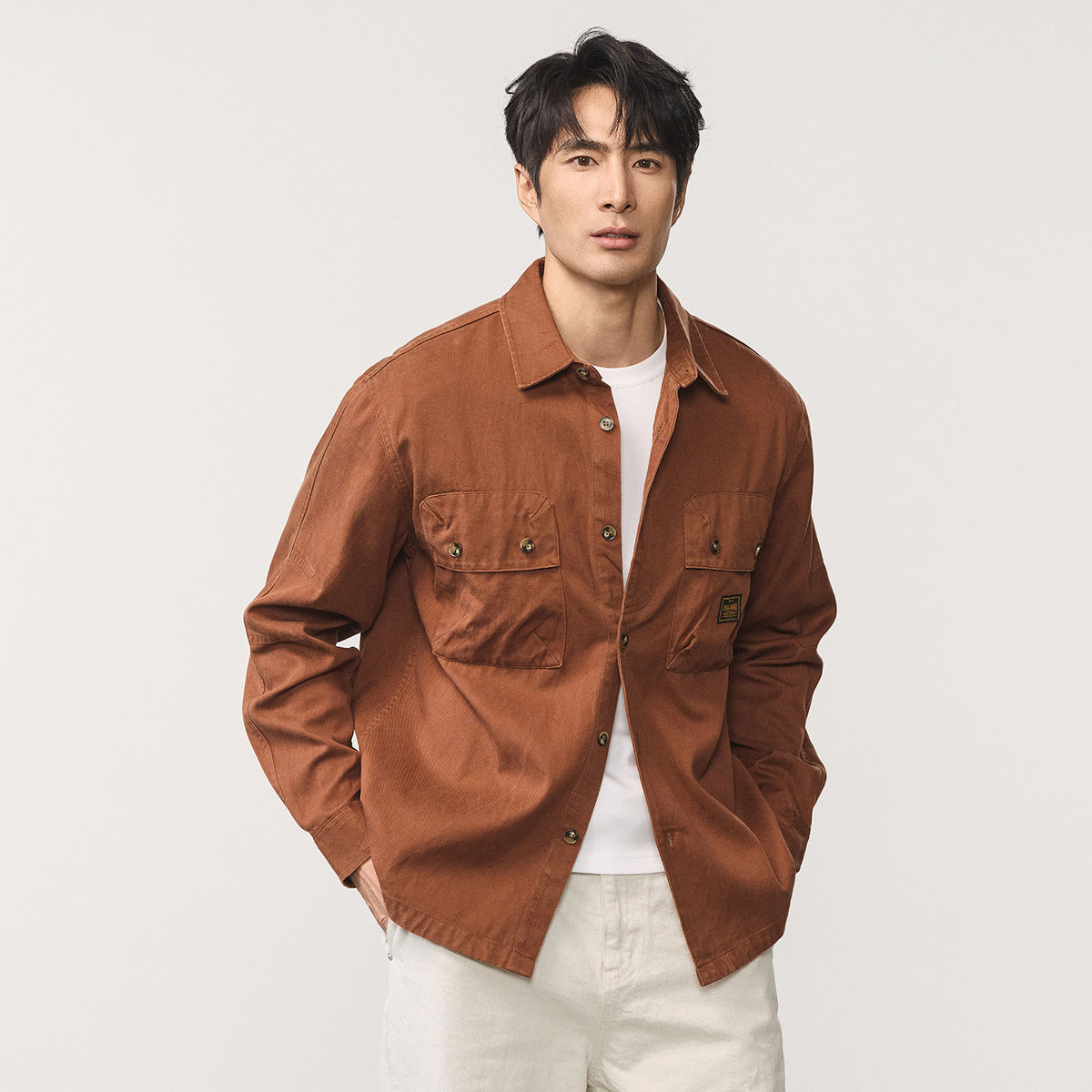 Men's  Retro Casual Long Sleeve Shirt Plus Size Workwear Jacket
