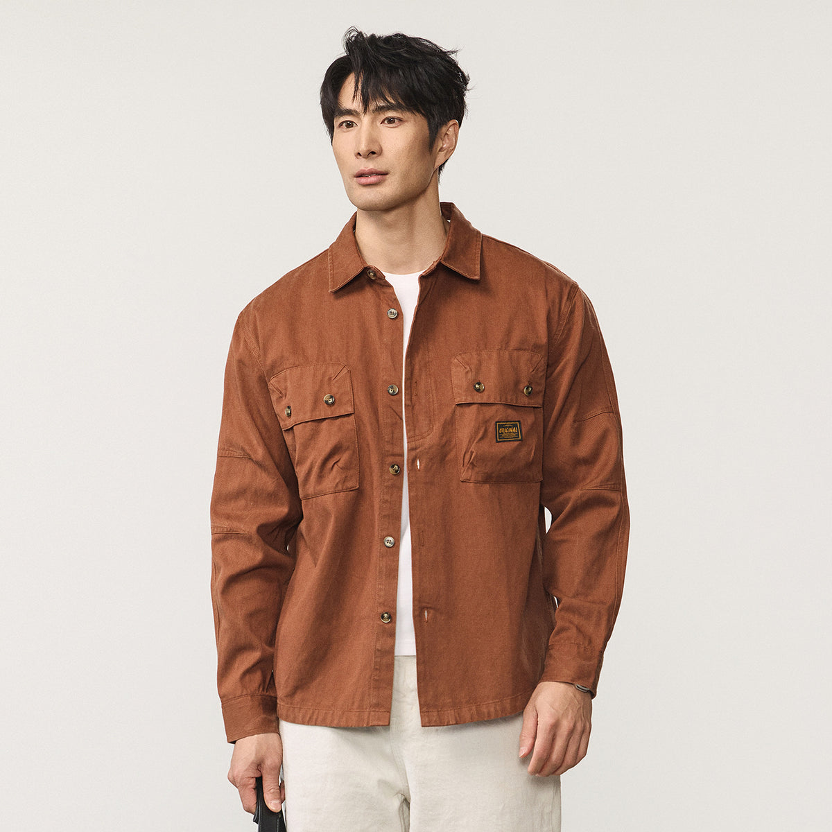 Men's  Retro Casual Long Sleeve Shirt Plus Size Workwear Jacket