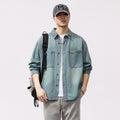 Men's Long Sleeve Tencel Slub Denim Shirt Loose Fit Casual Outerwear