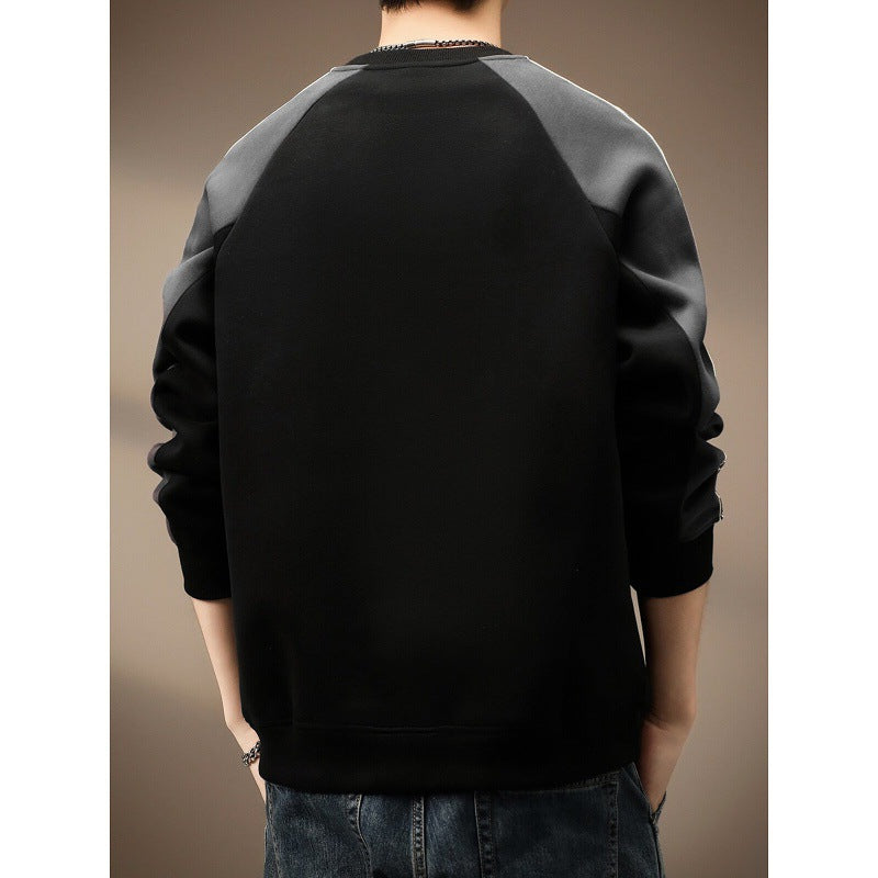 Men's  Casual Color-Block Long Sleeve Crew Neck Sweatshirt