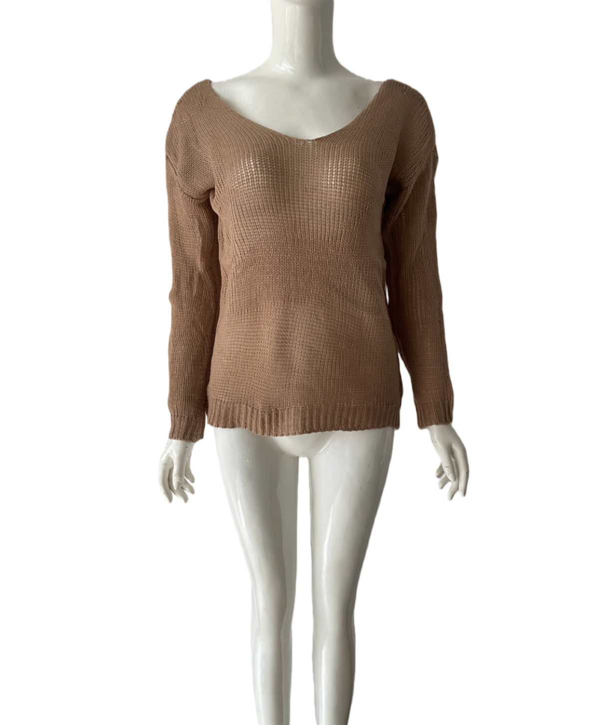 V-neck pullover solid color sweater