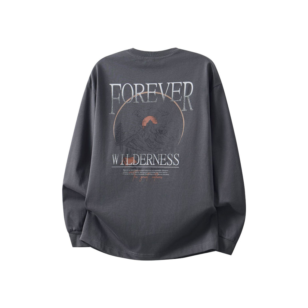 Letter Print Long Sleeve Round Neck Men's T-Shirt