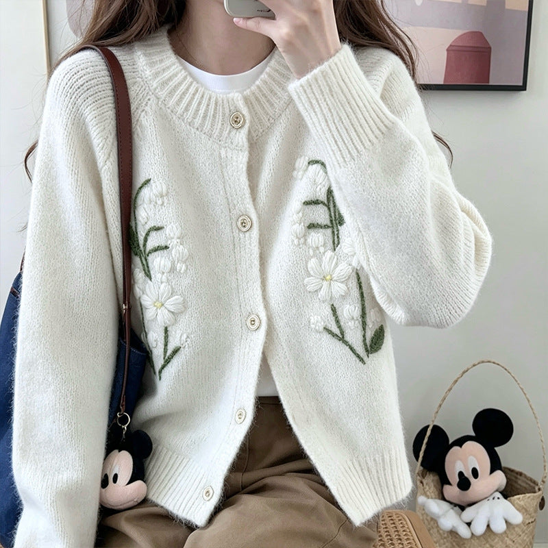 Embroidered cardigan sweater