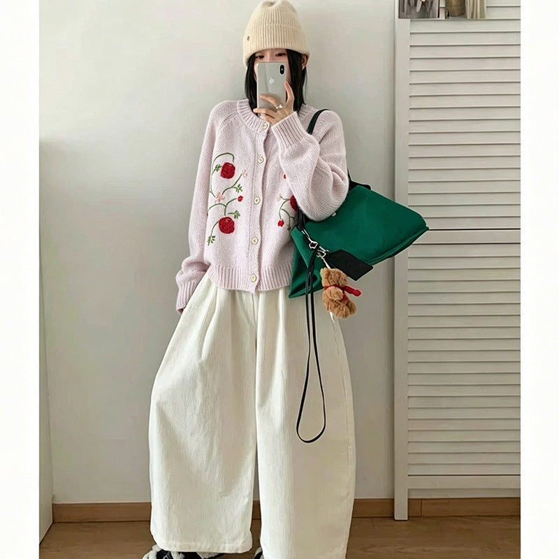 Hook flower cardigan sweater