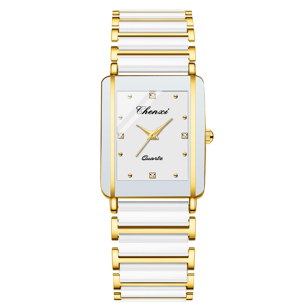 Square Couple Watch for Women and Men Ceramic Quartz Watch