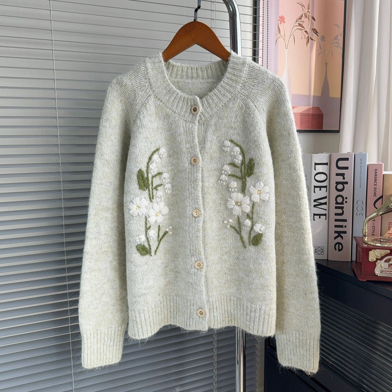 Embroidered cardigan sweater