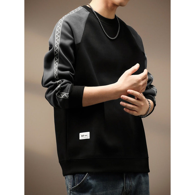 Men's  Casual Color-Block Long Sleeve Crew Neck Sweatshirt